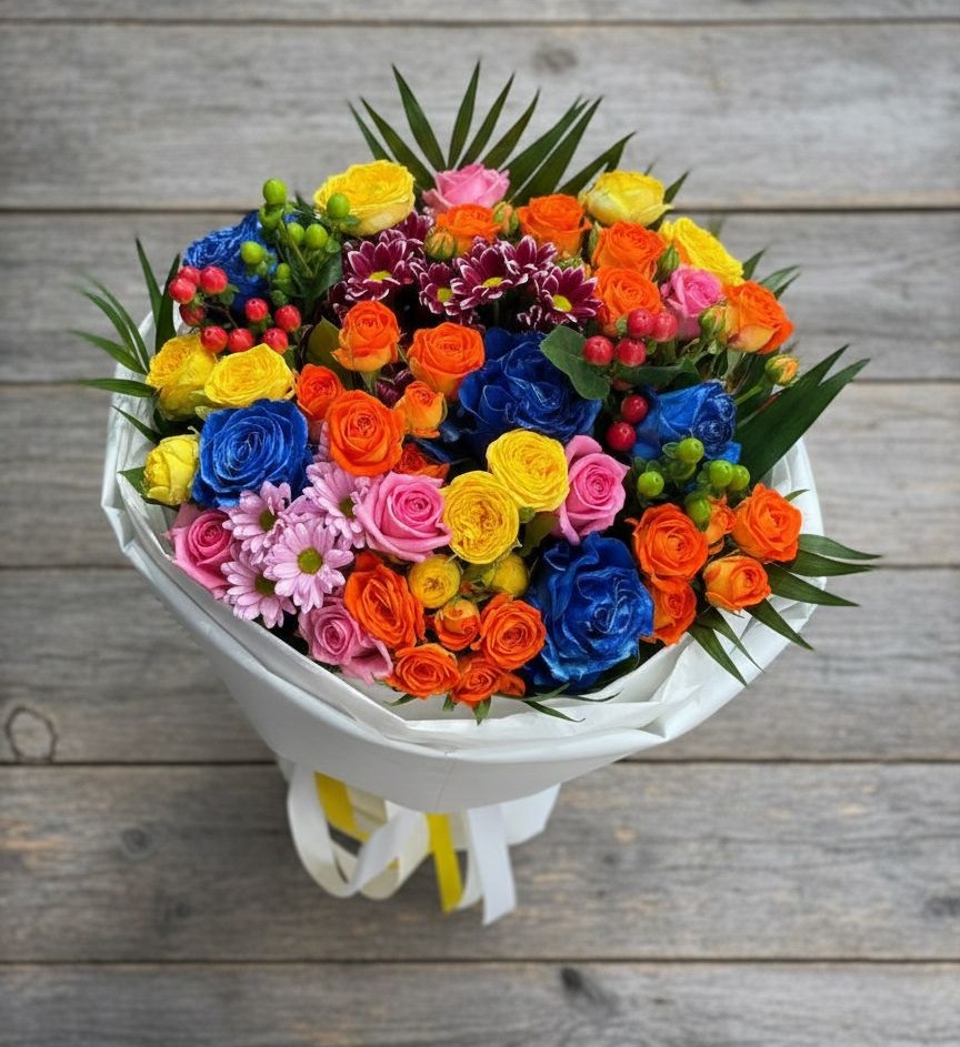 Букет цветов из: Розы и Хризантемы в Поселок опытного хозяйства Ермолино