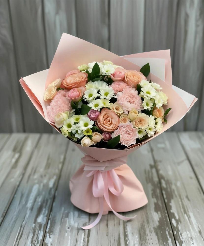 Букет цветов из: Гвоздики, Розы и Хризантемы в Поселок опытного хозяйства Ермолино