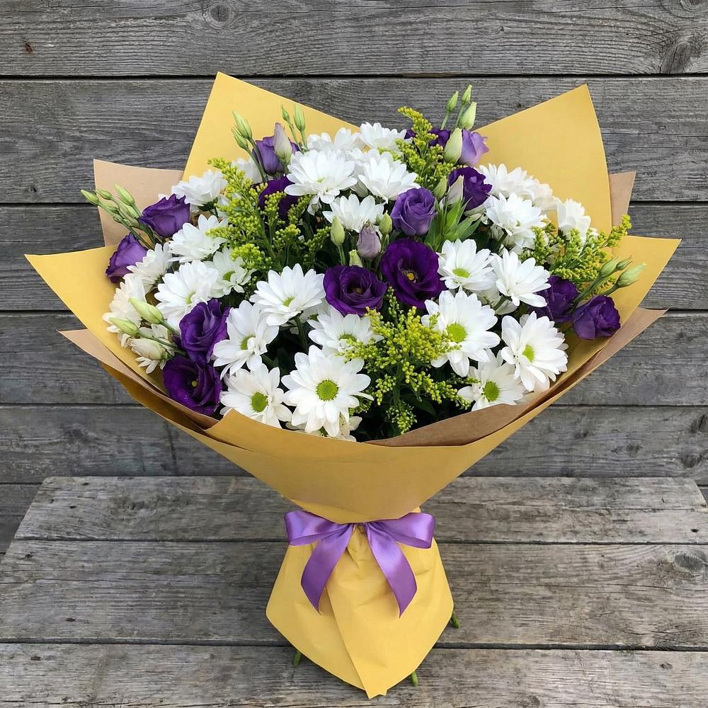 Букет цветов из: Ирисы, Хризантемы и Ромашки в Поселок опытного хозяйства Ермолино