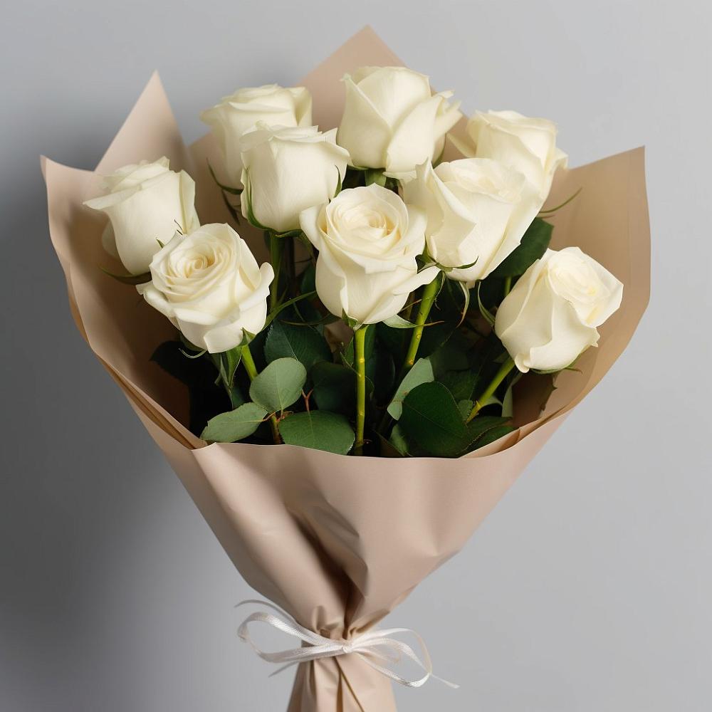 Букет 9 Белых роз Эдлесс Лав в Поселок опытного хозяйства Ермолино