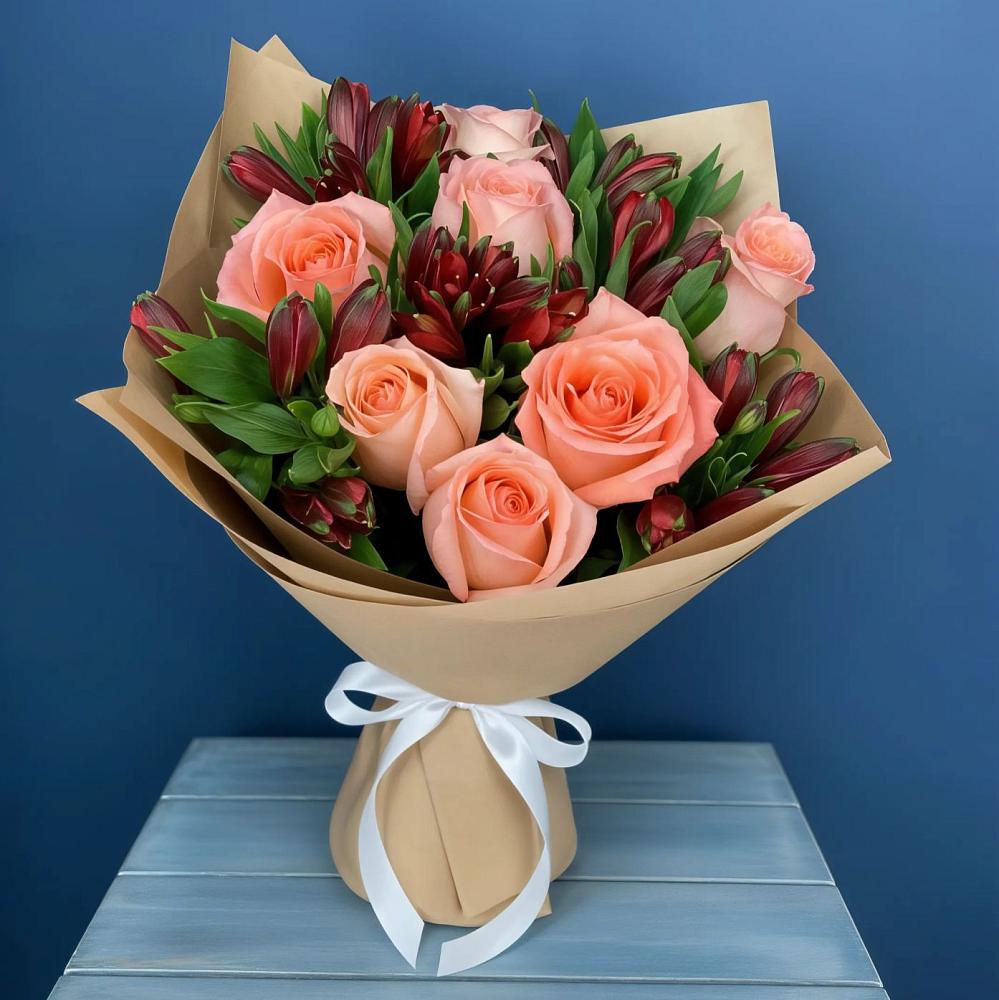 Букет цветов из: Розы и Альстромерии в Поселок опытного хозяйства Ермолино