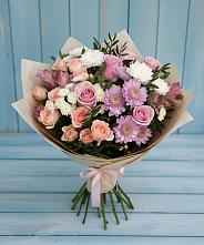 Букет цветов из:  Хризантемы, Розы и Альстромерии #REPLACE_PRED# Поселок опытного хозяйства Ермолино