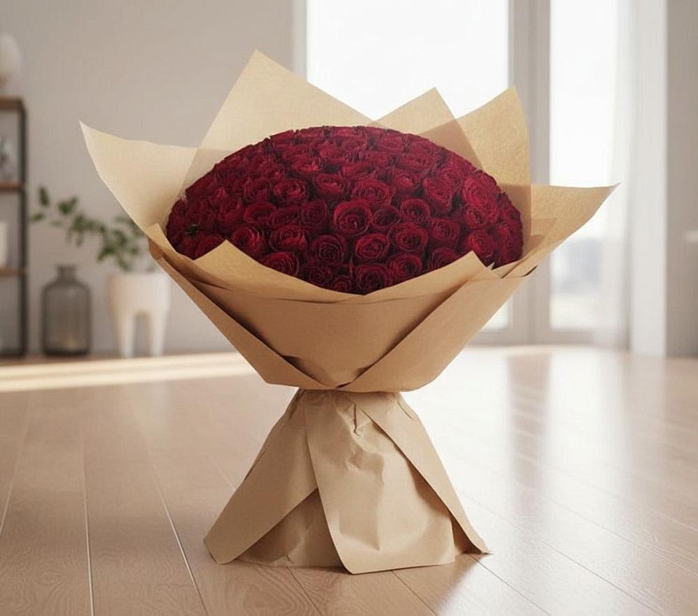 Букет 101 Красная роза в Поселок опытного хозяйства Ермолино