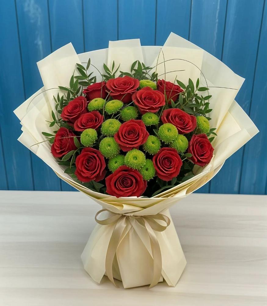 Букет цветов из: Розы и Хризантемы в Поселок опытного хозяйства Ермолино