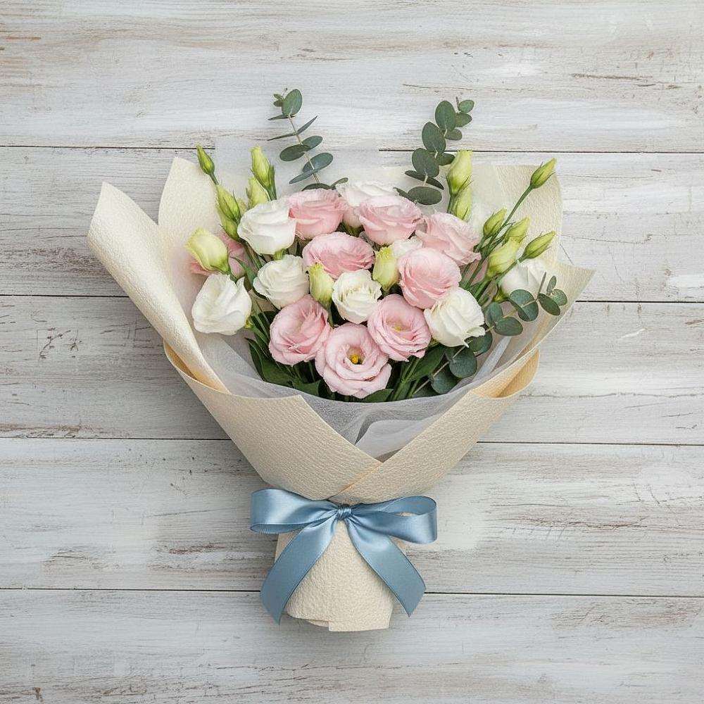 Букет цветов из: Лизиантусы в Поселок опытного хозяйства Ермолино